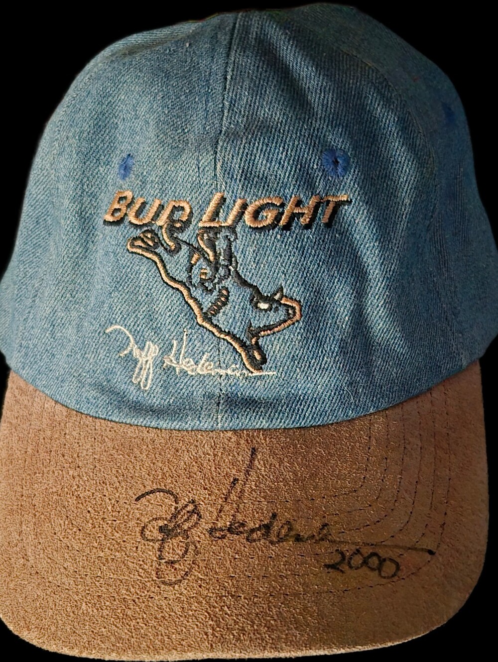 Autograph TUFF Embroidered Denim & Brown Suede Cap